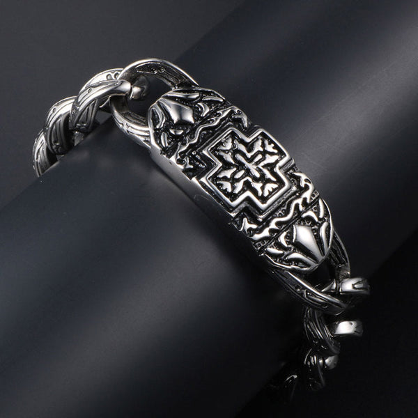 Knights Templar Commandery Bracelet - Silver Cross In Titanium Steel