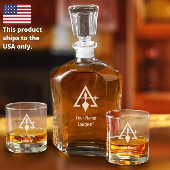 Council Decanter - 2 Whiskey Tumbler Glasses Set