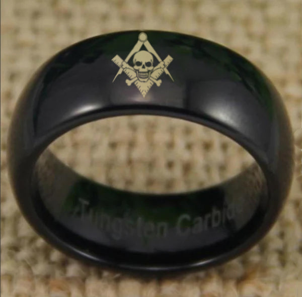 Widows Sons Ring - Black Dome Tungsten Personalizable