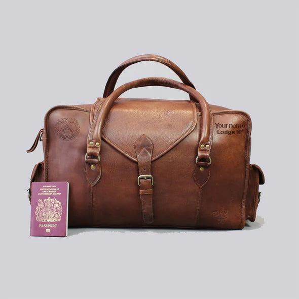 Grand Master Blue Lodge Travel Bag - Handmade Genuine Leather
