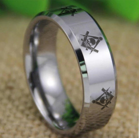 Widows Sons Ring - Silver Bevel Tungsten Personalizable