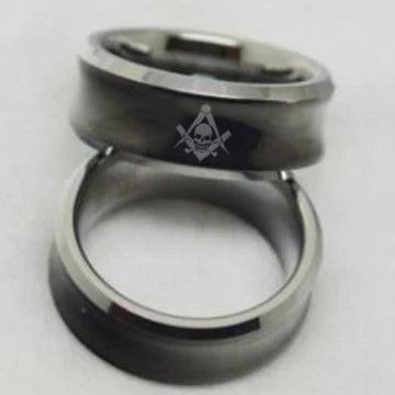 Widows Sons Ring - Black Concave Tungsten Personalizable
