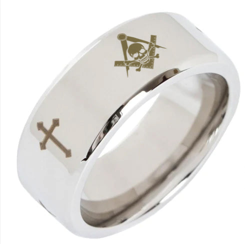 Widows Sons Ring - Beveled Silver Cross