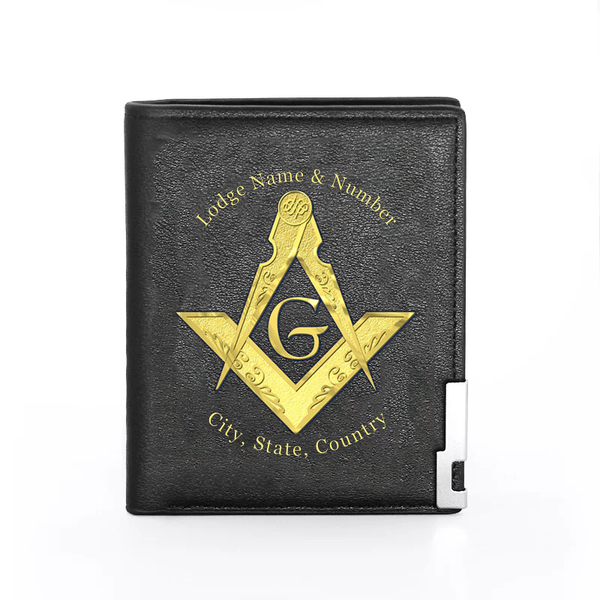 Master Mason Blue Lodge Wallet - Black Genuine Leather