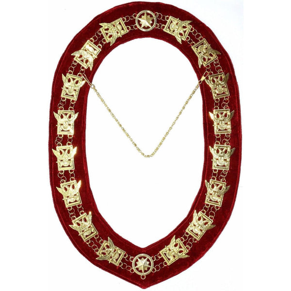 32nd Degree Scottish Rite Chain Collar - Wings Up Gold Plated
