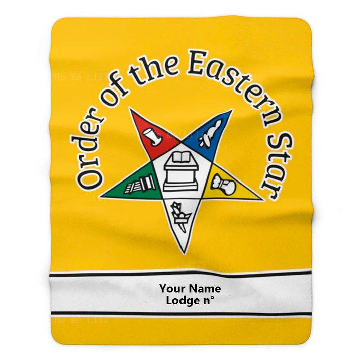Custom Order of Eastern Star OES Super Soft Flannel Masonic Blanket - (Various Colors) - Bricks Masons