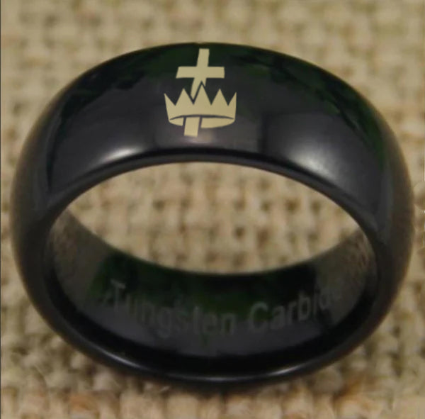 Knights Templar Commandery  Ring - Black Dome Tungsten Personalizable