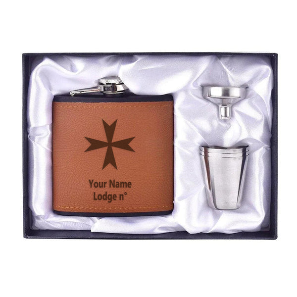 Order Of Malta Commandery Flask - 6oz Full Set Shot Glass & Funnel