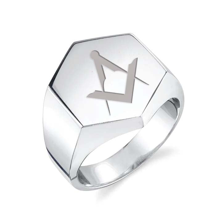 Master Mason Blue Lodge California Regulation Ring - Sterling Silver - Bricks Masons