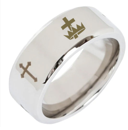 Knights Templar Commandery Ring - Beveled Silver Cross