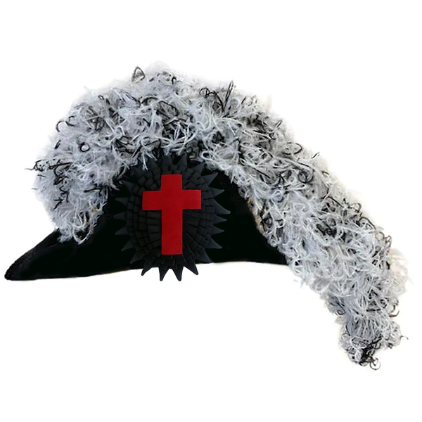 Sir Knight Knights Templar Commandery Illinois Regulation Chapeau - White & Black Blend Plumes