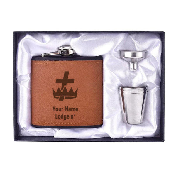 Knights Templar Commandery Flask - 6oz Full Set Shot Glass & Funnel