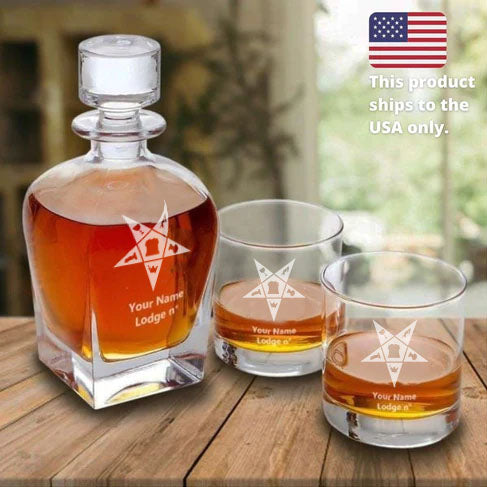 OES Decanter - Stopper & 2 Tumbler Glasses Set