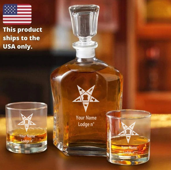 OES Decanter - 2 Whiskey Tumbler Glasses Set