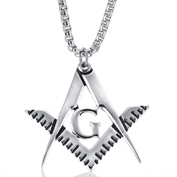 Master Mason Blue Lodge Necklace - Silver 316L Stainless Steel Pendant - Bricks Masons