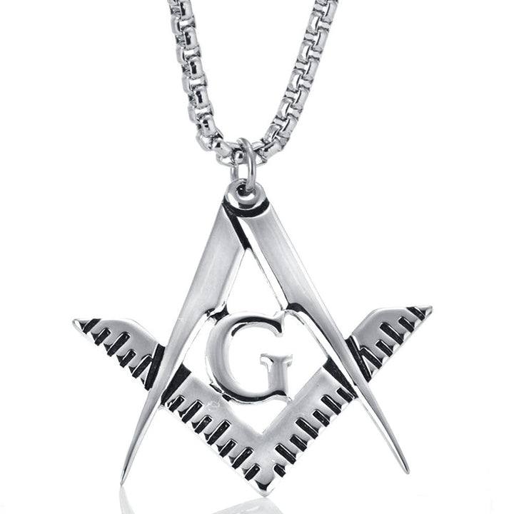 Master Mason Blue Lodge Necklace - Silver 316L Stainless Steel Pendant - Bricks Masons