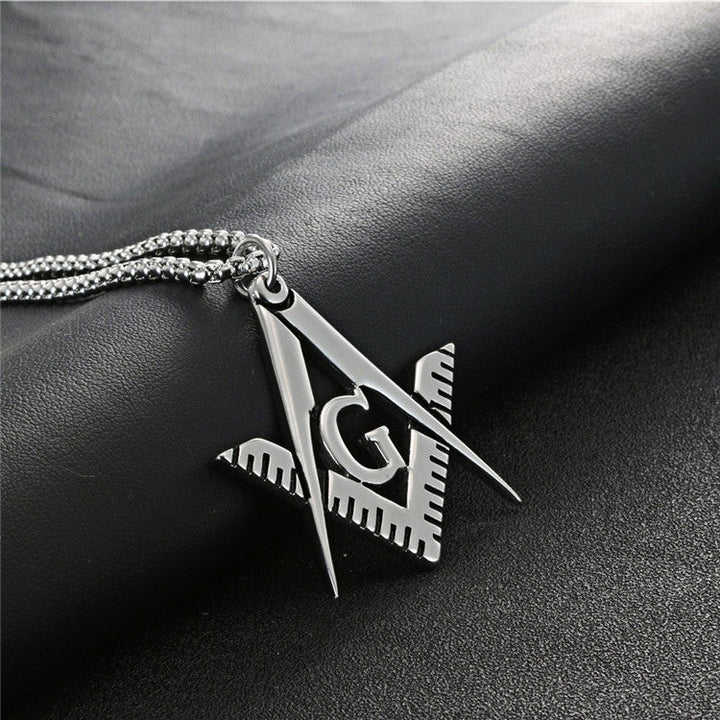 Master Mason Blue Lodge Necklace - Silver 316L Stainless Steel Pendant - Bricks Masons