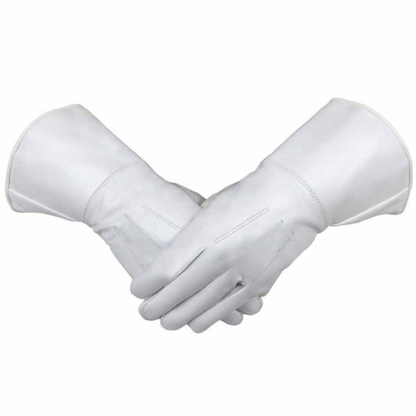 Masonic Gauntlet - White Piper Drummer Leather