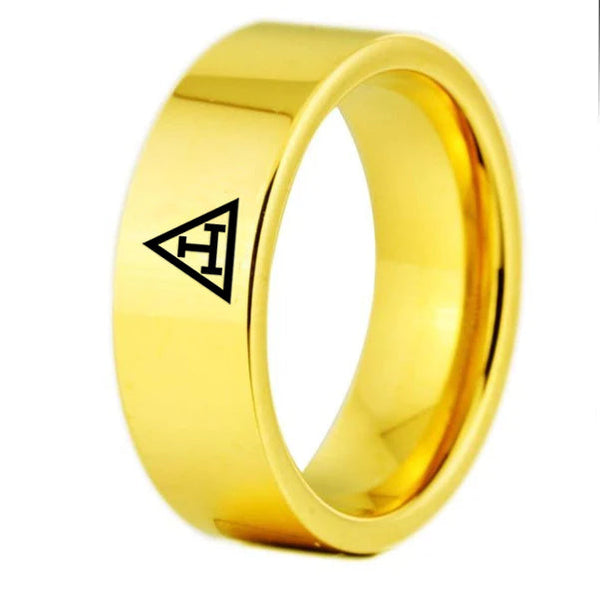Royal Arch Chapter Ring - Gold Color Pipe Cut Tungsten Personalizable