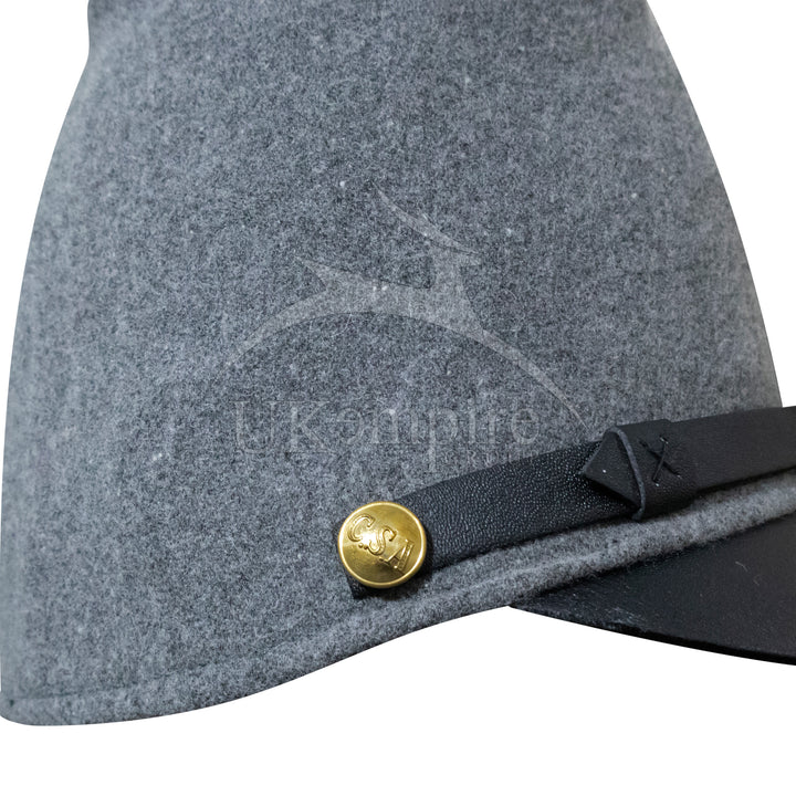 American Civil War Forage Cap (lined), 100% Confederate Grey Wool Cloth | ACW Kepis & Hats