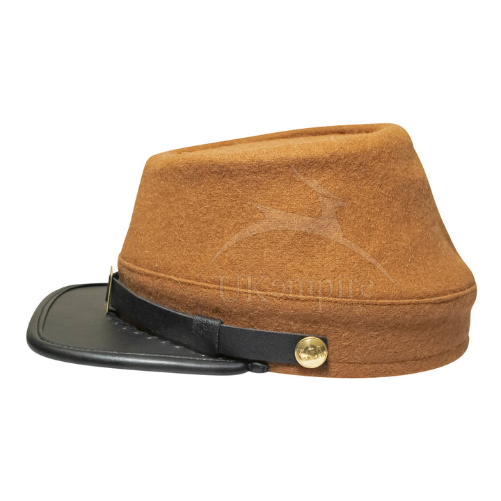American Civil War Officers Kepi Butternut Brown (lined), 100% Wool Cloth | ACW Era Caps & Hats