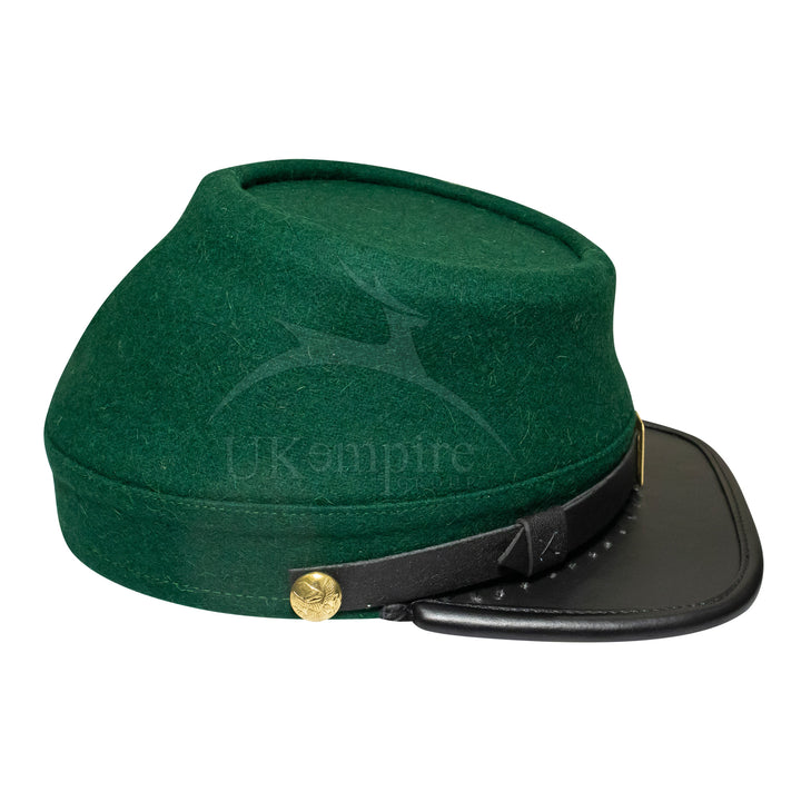 American Civil War Officers Kepi Berdan Green (lined), 100% Wool Cloth | ACW Era Caps & Hats