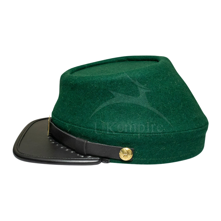 American Civil War Officers Kepi Berdan Green (lined), 100% Wool Cloth | ACW Era Caps & Hats