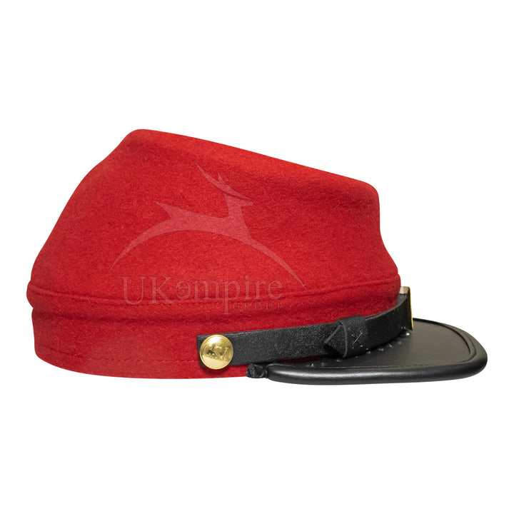 American Civil War Officers Kepi Artillery Red (lined), 100% Wool Cloth | ACW Era Caps & Hats