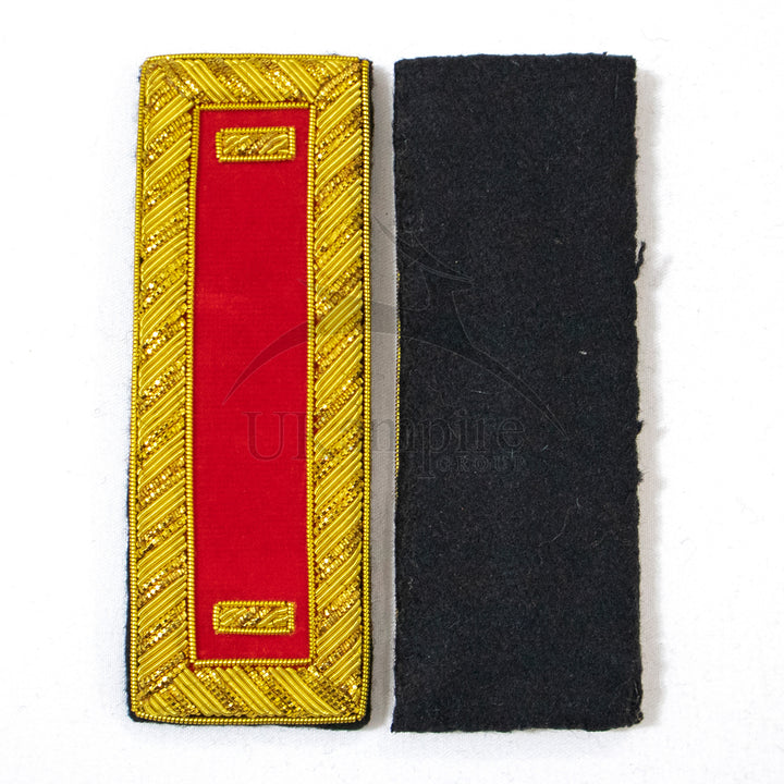 Civil War US Officer Shoulder Boards 1st Lieutenant (One Gold Bar) Artillery Red – Gold Bullion Embroidered - 3