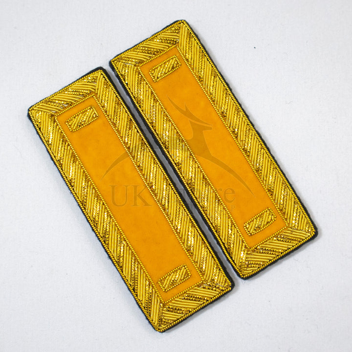 Civil War US Officer Shoulder Boards 1st Lieutenant (One Gold Bar) Cavalry Yellow – Gold Bullion Embroidered - 1