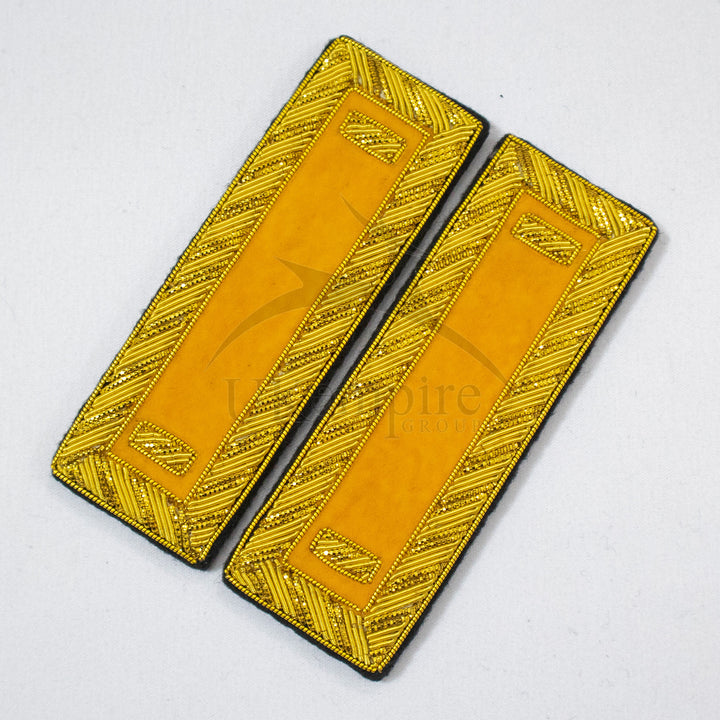 Civil War US Officer Shoulder Boards 1st Lieutenant (One Gold Bar) Cavalry Yellow – Gold Bullion Embroidered - 2