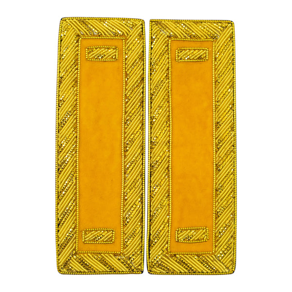 Civil War US Officer Shoulder Boards 1st Lieutenant (One Gold Bar) Cavalry Yellow – Gold Bullion Embroidered