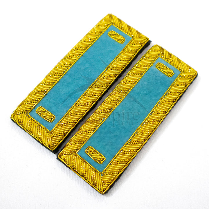 Civil War US Officer Shoulder Boards 1st Lieutenant (One Gold Bar) Infantry Sky Blue – Gold Bullion Embroidered - 2