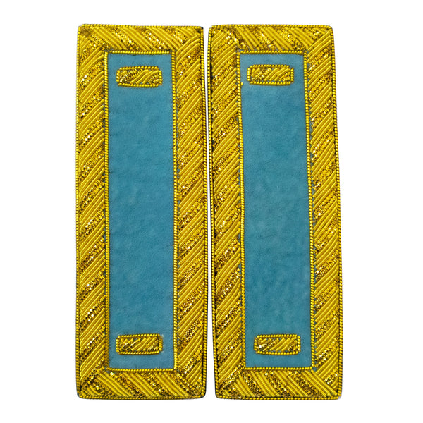 Civil War US Officer Shoulder Boards 1st Lieutenant (One Gold Bar) Infantry Sky Blue – Gold Bullion Embroidered