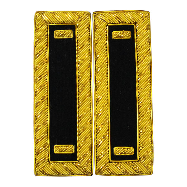 Civil War US Officer Shoulder Boards 1st Lieutenant (One Gold Bar) Staff Black – Gold Bullion Embroidered