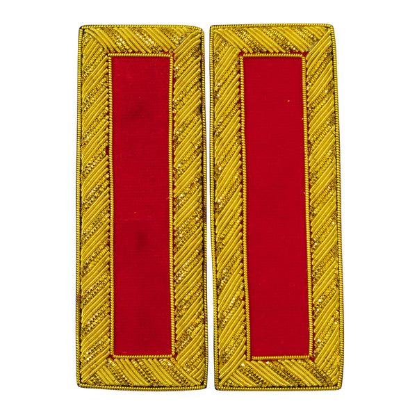 Civil War US Officer Shoulder Boards 2nd Lieutenant (No Bars) Artillery Red – Gold Bullion Embroidered