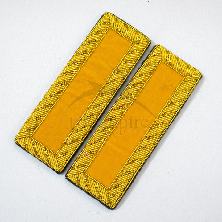 Civil War US Officer Shoulder Boards 2nd Lieutenant (No Bars) Cavalry Yellow – Gold Bullion Embroidered - 2