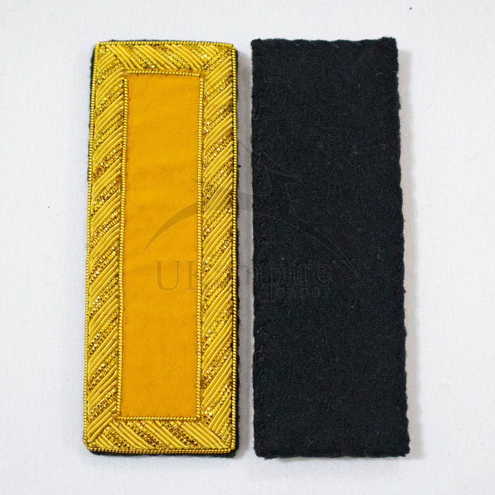 Civil War US Officer Shoulder Boards 2nd Lieutenant (No Bars) Cavalry Yellow – Gold Bullion Embroidered - 3