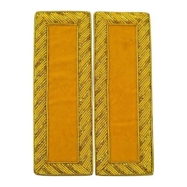 Civil War US Officer Shoulder Boards 2nd Lieutenant (No Bars) Cavalry Yellow – Gold Bullion Embroidered 