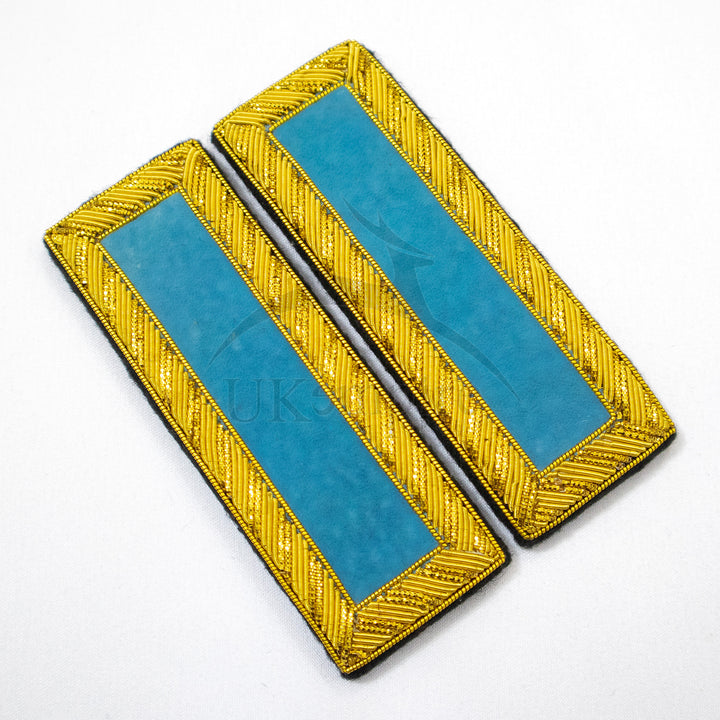 Civil War US Officer Shoulder Boards 2nd Lieutenant (No Bars) Infantry Sky Blue  – Gold Bullion Embroidered - 1