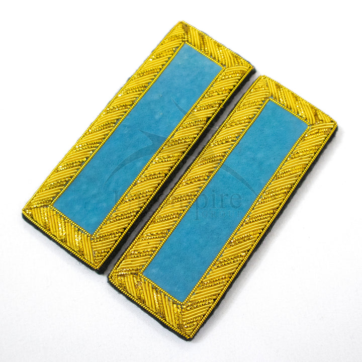 Civil War US Officer Shoulder Boards 2nd Lieutenant (No Bars) Infantry Sky Blue  – Gold Bullion Embroidered - 2