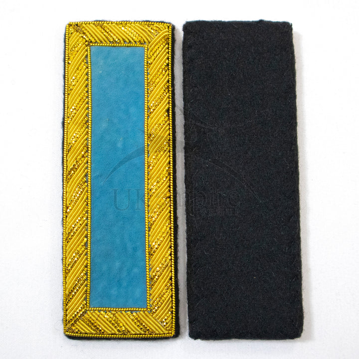 Civil War US Officer Shoulder Boards 2nd Lieutenant (No Bars) Infantry Sky Blue  – Gold Bullion Embroidered - 3