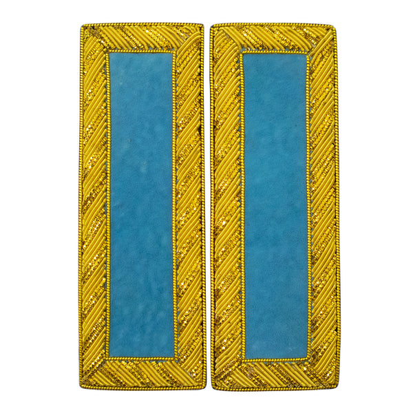 Civil War US Officer Shoulder Boards 2nd Lieutenant (No Bars) Infantry Sky Blue  – Gold Bullion Embroidered 
