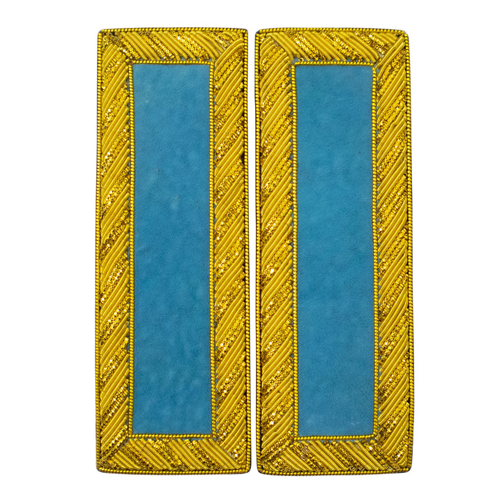 Civil War US Officer Shoulder Boards 2nd Lieutenant (No Bars) Infantry Sky Blue  – Gold Bullion Embroidered 