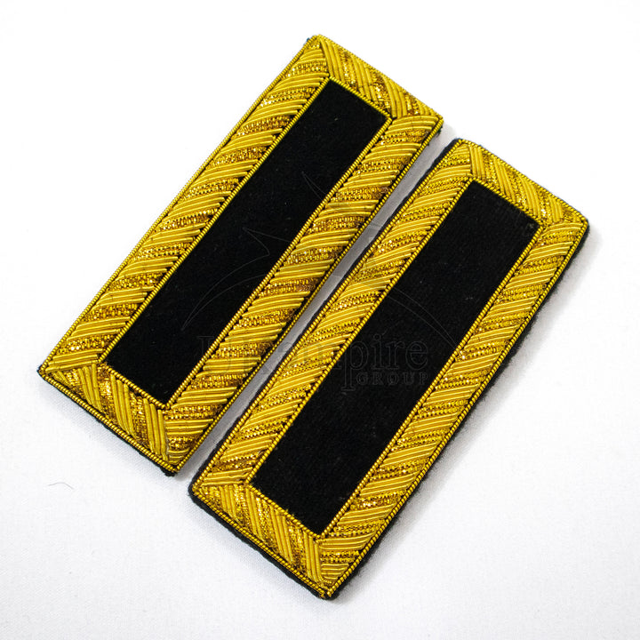 Civil War US Officer Shoulder Boards 2nd Lieutenant (No Bars) Staff Black  – Gold Bullion Embroidered - 2