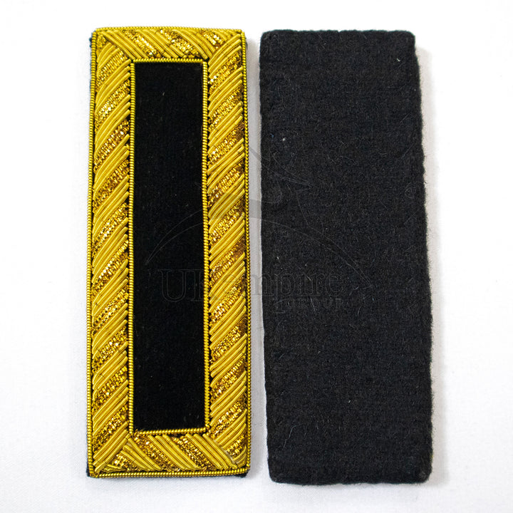 Civil War US Officer Shoulder Boards 2nd Lieutenant (No Bars) Staff Black  – Gold Bullion Embroidered - 3