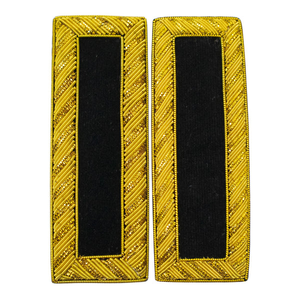 Civil War US Officer Shoulder Boards 2nd Lieutenant (No Bars) Staff Black  – Gold Bullion Embroidered 