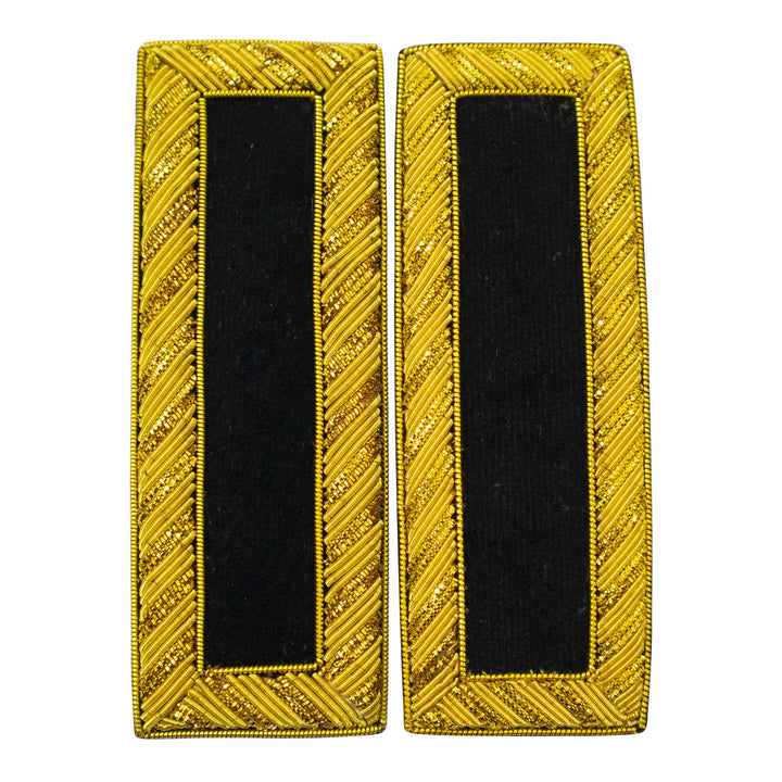 Civil War US Officer Shoulder Boards 2nd Lieutenant (No Bars) Staff Black  – Gold Bullion Embroidered 