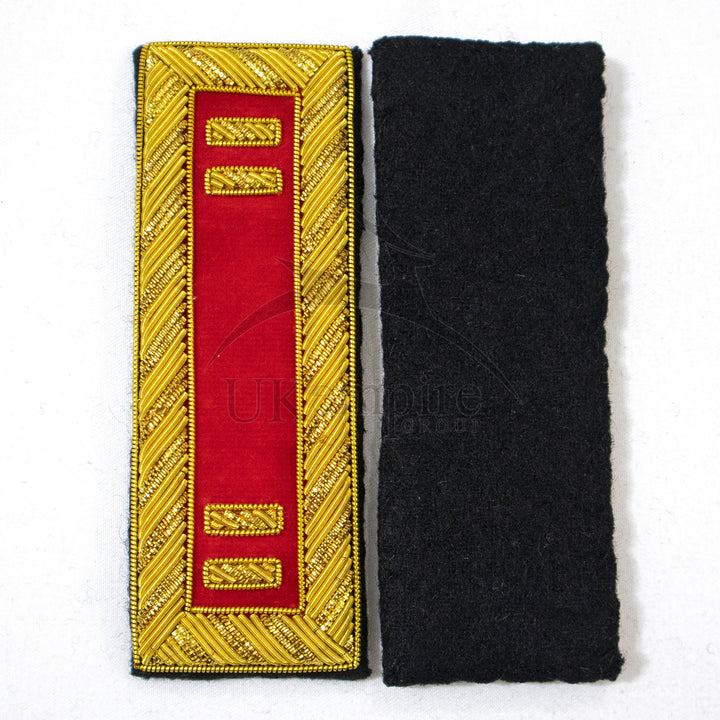 Civil War US Officer Shoulder Boards Captain (Two Gold Bar) Artillery Red – Gold Bullion Embroidered - 3