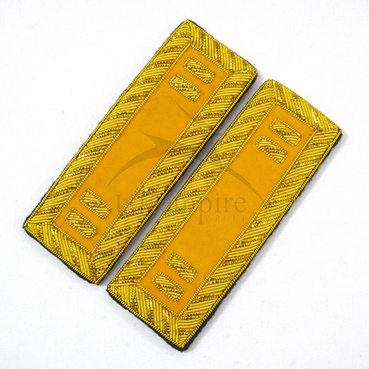 Civil War US Officer Shoulder Boards Captain (Two Gold Bar) Cavalry Yellow – Gold Bullion Embroidered - 2